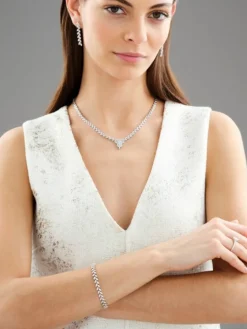 Bransoletka z białego złota z brylantami - 18 cm - 4,14 ct - próba 750