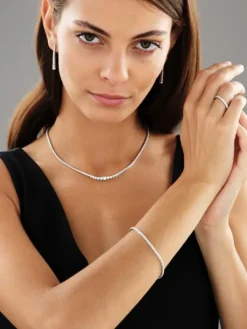 Bransoletka z białego złota z brylantami - 18 cm - 2,00 ct - próba 750