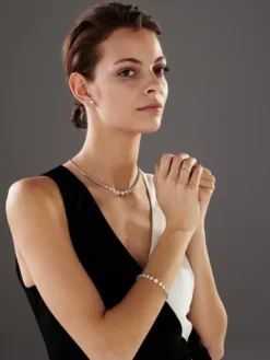 Bransoletka z białego złota z brylantami - 18 cm - 3,75 ct - próba 585