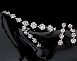 Bransoletka z białego złota z brylantami - 18 cm - 3,75 ct - próba 585