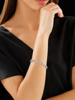 Bransoletka z białego złota z diamentami - 18 cm - 0,50 ct - próba 585