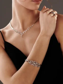 Bransoletka z białego złota z brylantami - 0,21 ct - próba 585