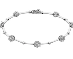 Bransoletka z białego złota z brylantami - 19 cm - - 0,90 ct - próba 585