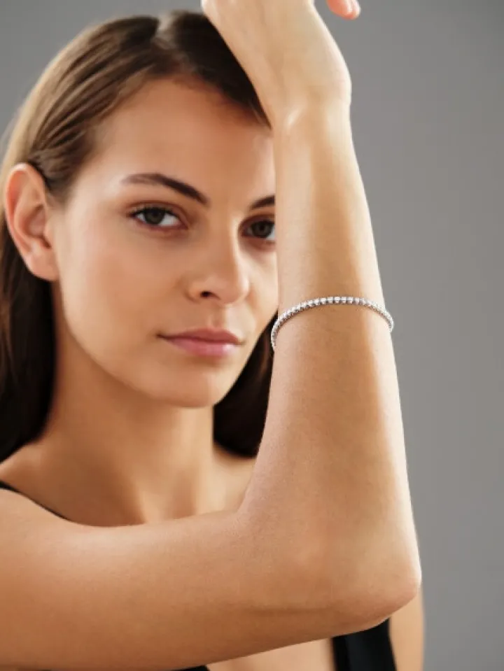 Bransoletka z białego złota z brylantami - 19 cm - 3,70 ct - próba 750