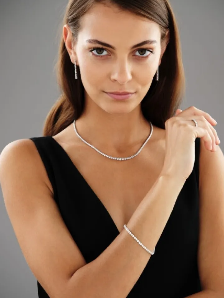 Bransoletka z białego złota z brylantami - 19 cm - 3,70 ct - próba 750