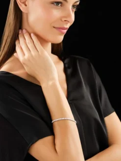 Bransoletka z białego złota z brylantami - 18 cm - 3,58 ct - próba 585