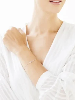 Bransoletka z białego złota z diamentem - nieskończoność - 0,004 ct - próba 585