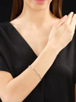 Bransoletka z białego złota z brylantami - 18 cm - 0,90 ct - próba 585