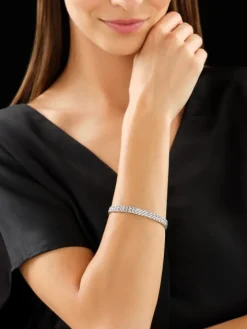 Bransoletka z białego złota z diamentami - 18 cm - 0,40 ct - próba 585