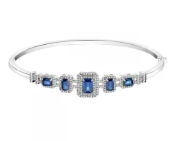 Bransoletka z białego złota z diamentami i szafirami - próba 585