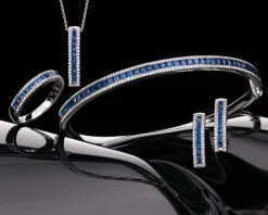 Bransoletka z białego złota z brylantami i szafirami - próba 585