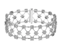 Bransoletka z białego złota z brylantami - 18 cm - 5,00 ct - próba 750