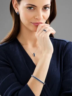 Bransoletka z białego złota z brylantami i szafirami - próba 585