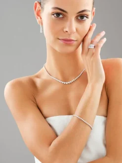 Bransoletka z białego złota z brylantami laboratoryjnymi - 19 cm - 3,00 ct - próba 750