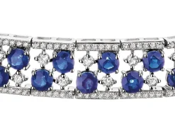 Bransoletka z białego złota z brylantami i szafirami - próba 585