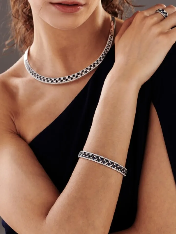 Bransoletka z białego złota z brylantami i szafirami - próba 585