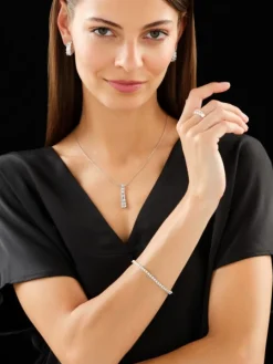 Bransoletka z białego złota z brylantami - 18 cm - 1,00 ct - próba 585