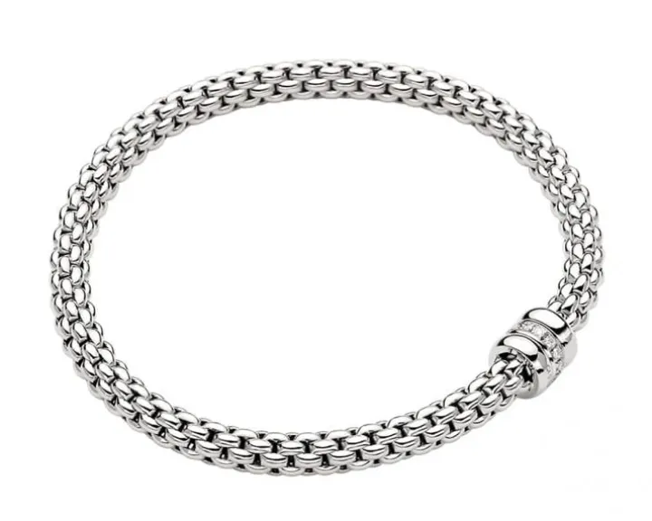 Bransoletka z białego złota z brylantami - 0,10 ct - próba 750