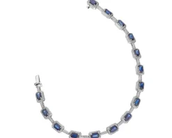 Bransoletka z białego złota z diamentami i szafirami - 18 cm - próba 585