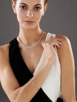 Bransoletka z białego złota z brylantami - 18 cm - 0,47 ct - próba 585