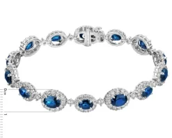 Bransoletka z białego złota z brylantami i szafirami - 18 cm - próba 750