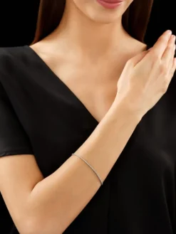 Bransoletka z białego złota z diamentami - 18 cm - 0,24 ct - próba 585