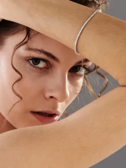 Bransoletka z białego złota z brylantami - 18 cm - 3,55 ct - próba 585