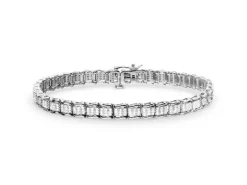 Bransoletka z białego złota z diamentami - 18 cm - 0,72 ct - próba 750
