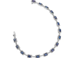 Bransoletka z białego złota z diamentami i szafirami - 19 cm - próba 585