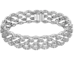 Bransoletka z białego złota z brylantami - 18 cm - 6,74 ct - próba 750