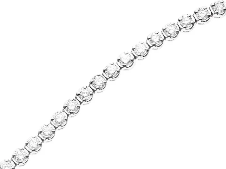 Bransoletka z białego złota z brylantami - 18 cm - 3,00 ct - próba 585