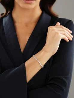 Bransoletka z białego złota z brylantami - 18 cm - 3,00 ct - próba 585