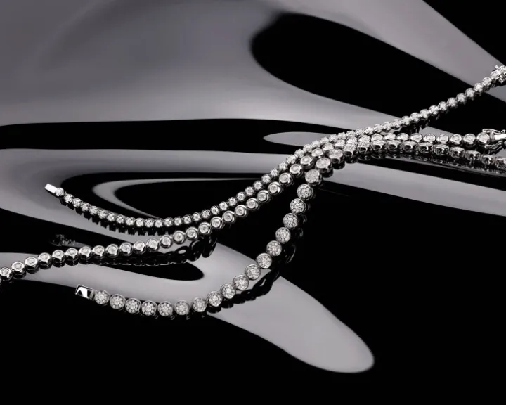 Bransoletka z białego złota z brylantami - 18 cm - 3,00 ct - próba 585