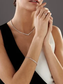 Bransoletka z białego złota z brylantami - 18 cm - 0,85 ct - próba 585