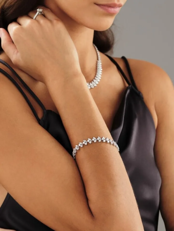 Bransoletka z białego złota z diamentami - 18 cm - 6,07 ct - próba 750