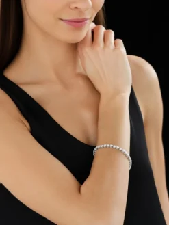 Bransoletka z białego złota z brylantami - 18 cm - 7,00 ct - próba 750