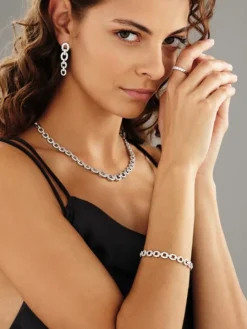 Bransoletka z białego złota z brylantami - 18 cm - 3,00 ct - próba 585