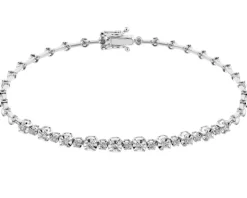 Bransoletka z białego złota z brylantami - 19 cm - 0,23 ct - próba 585