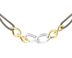 Bransoletka z cyrkoniami i elementami z żółtego złota