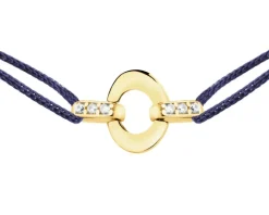 Bransoletka z cyrkoniami i elementami z żółtego złota