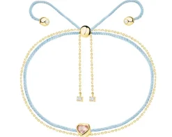 Bransoletka z cyrkoniami i elementami z żółtego złota - serce