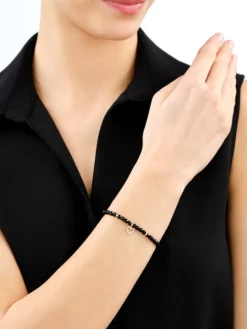 Bransoletka z diamentami, agatami i elementami żółtego złota - serce - próba 375