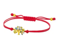 Bransoletka z diamentami, topazami, peridotami  i elementami żółtego złota - drzewko - próba 375