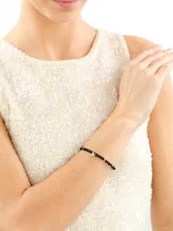 Bransoletka z diamentami, topazem London Blue, agatami i elementami żółtego złota - koliber - próba 375