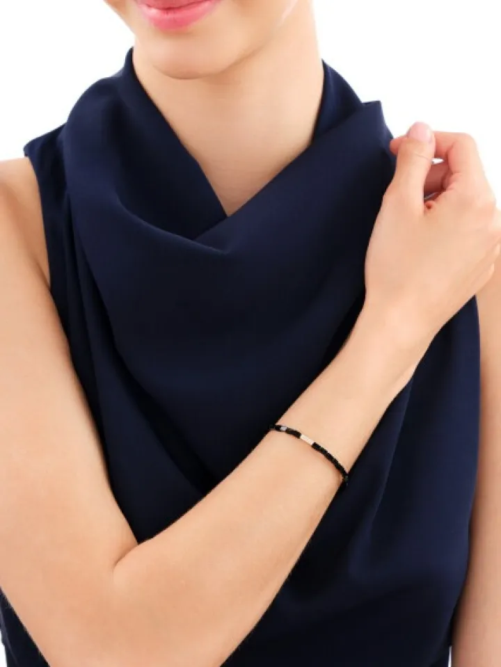 Bransoletka z diamentami, agatami i elementami żółtego złota - próba 375