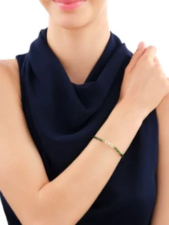 Bransoletka z diamentami, zoisytami i elementami żółtego złota - nieskończoność - próba 375