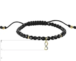 Bransoletka z diamentem, agatami i elementami żółtego złota - nieskończoność - próba 375