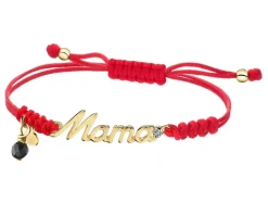 Bransoletka z diamentem, agatem i elementami żółtego złota - mama - próba 375