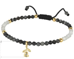 Bransoletka z diamentem, labradorytami, kryształami górskimi i elementami żółtego złota - róża, kwiat - próba 375