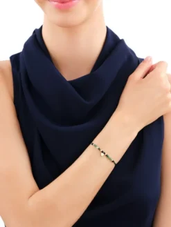 Bransoletka z diamentem,  zoisytami, agatami  i elementami żółtego złota - serce - próba 375